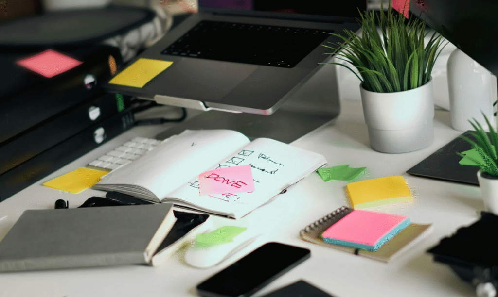 Organized desk with checklist representing a more structured brand