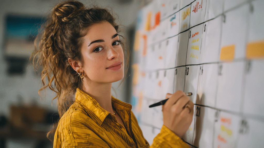 Simple content calendar highlighting weekly value post slot