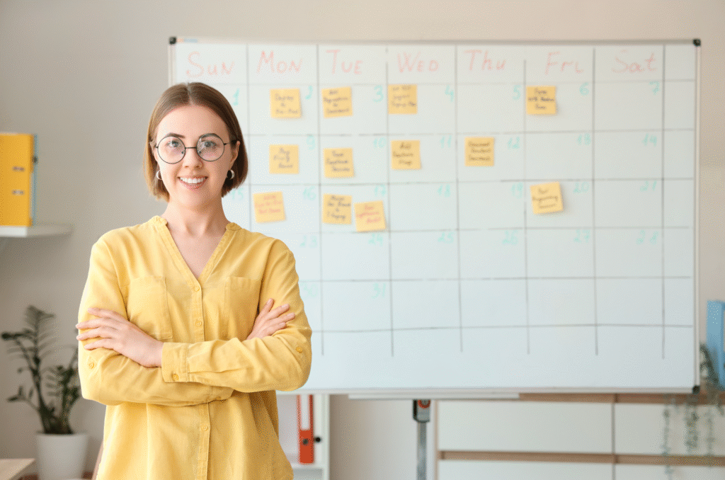 Calendar with a highlighted weekly decision block