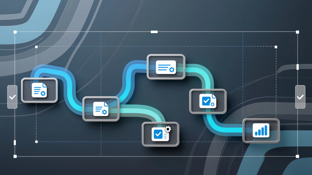 Workflow diagram showing clear, smooth progression